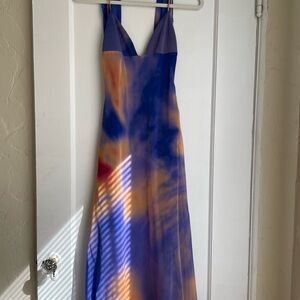 Zara Blue and Orange Maxi Dress